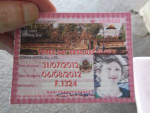 Jonny Blair ticket for Angkor Wat