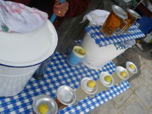 Drinking mocochinchi in La Paz Bolivia