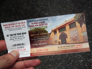 ticket for Hoa Lo Prison Hanoi Hilton Vietnam
