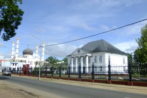 Synagogue and Mosque side by side in Paramaribo Suriname