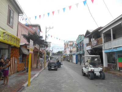 San Pedro town centre in Ambergris Caye, Belize.