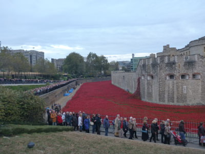 We will remember them: Crowds at the poppies display in London, England.