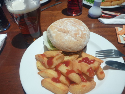 Burger chips and a pint in Sunderland.