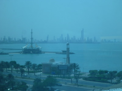The splendid view of the Gulf from my room at Ibis Hotel Salmiya