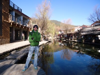 Jonny Blair in pub street in Shuhe Old Town Lijiang