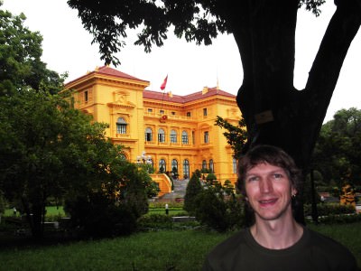 Jonny Blair outside the Ho Chi Minh Presidential Palace in Hanoi Vietnam
