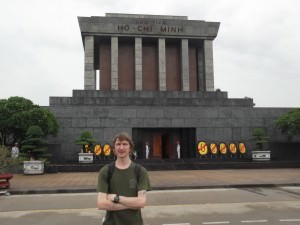 Jonny Blair at the Ho Chi Minh Mausoleum in Hanoi Vietnam a lifestyle of travel