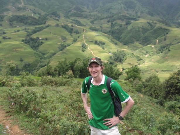 Jonny Blair hiking near Sapa in Vietnam living a lifestyle of travel