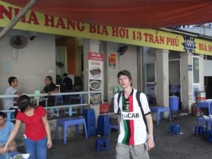 glentoran fan in bia hoi corner vietnam
