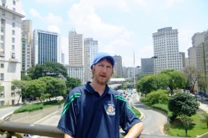 Jonny Blair in downtown Sao Paulo in Brazil - a lifestyle of travel