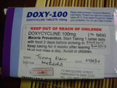 Jonny Blair uses doxycycline anti malaria tablets when he lives a life of constant travel
