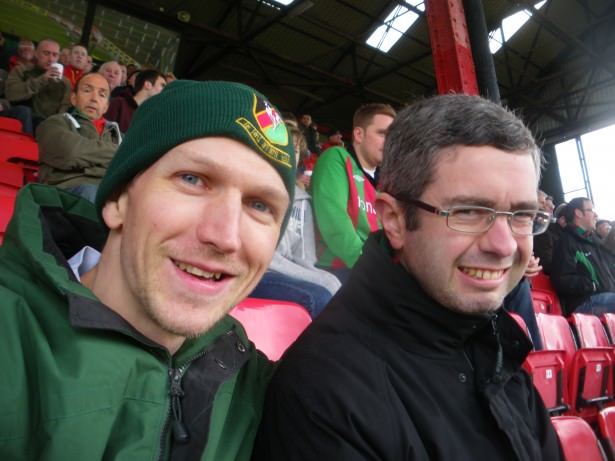 Jonny Blair at the oval watching Glentoran he lives a lifestyle of travel