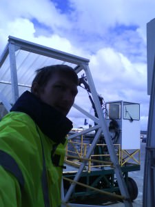 Jonny Blair working on the gangway on cross channel ferries in 2009