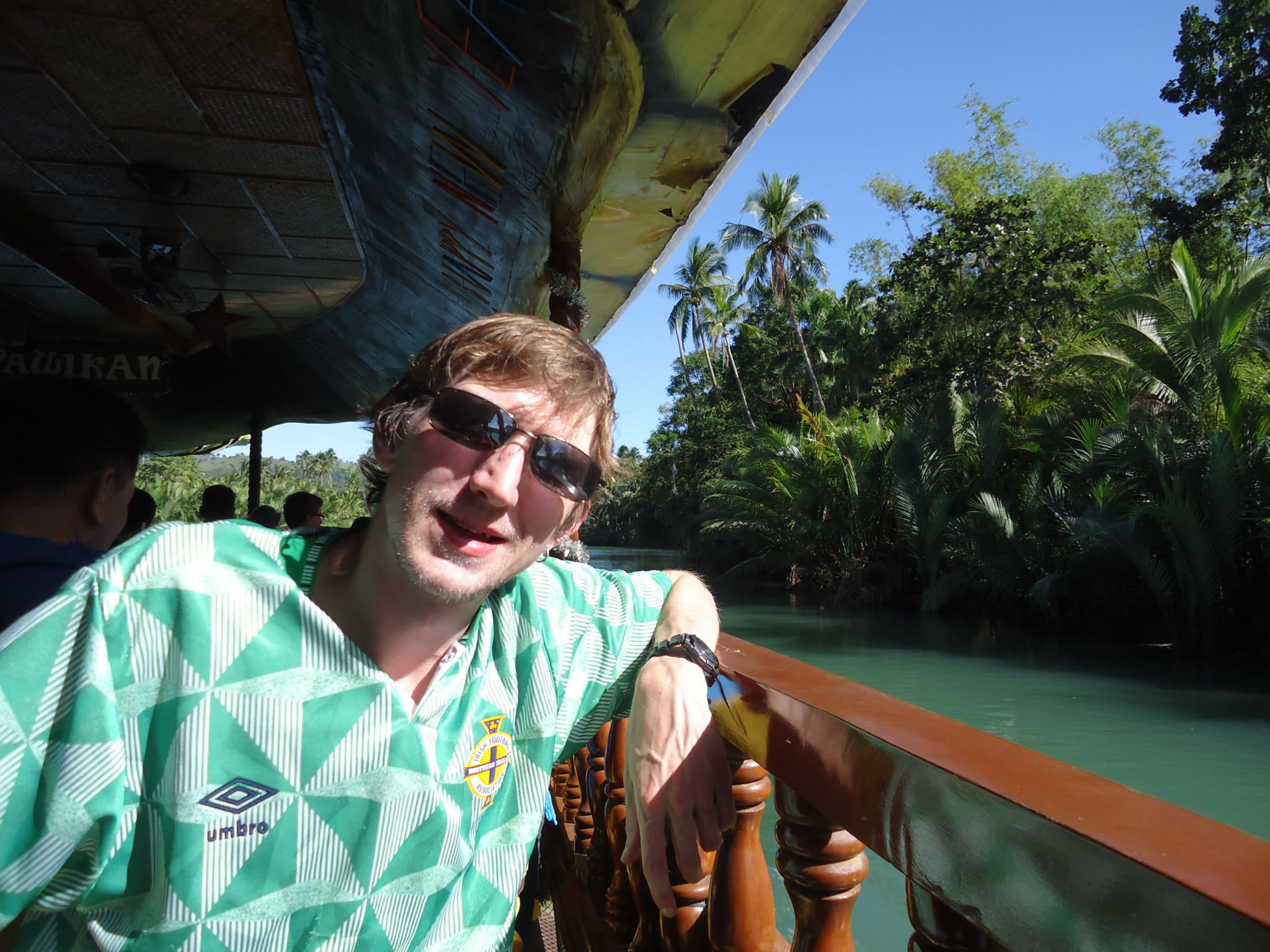 Jonny Blair at a floating restaurant in the Philippines