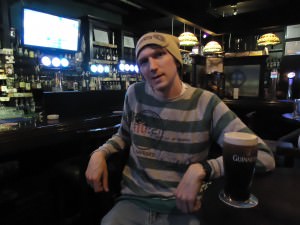 Jonny Blair drinking Guinness in Guangzhou, CHINA.