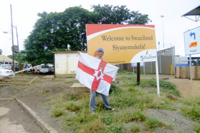 Jonny Blair flying the Northern Ireland flag at Lavumisa Swaziland