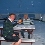 drinking beer in Antarctica