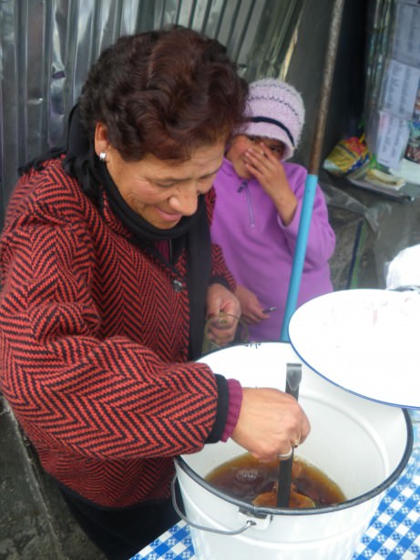 Jonny Blair loving mocochinchi in La Paz Bolivia