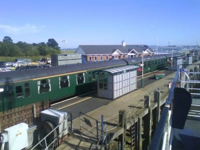 Lymington train coming into the ferry terminal