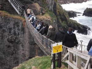 carrick a rede rope bridge looking back at Northern Ireland