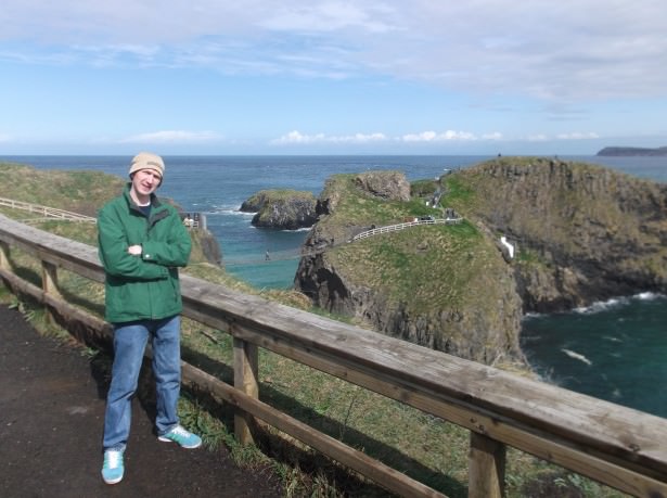 Jonny Blair at carrick a rede rope bridge