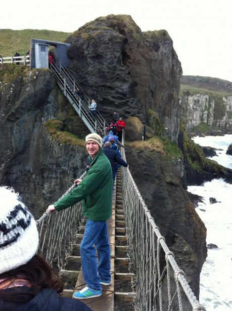 Jonny Blair on the carrick a rede rope bridge