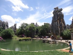 pond at stone forest yunnan shilin