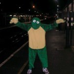 frog suit on london underground