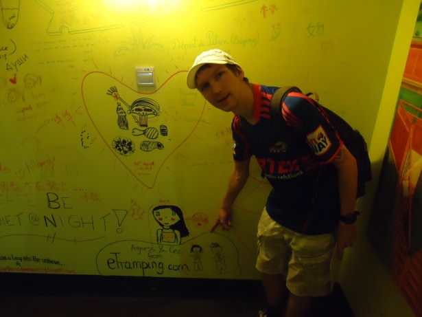 signing wall of ming palace hostel guilin