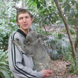 Holding a Koala Bear at Lone Pine Koala Sanctuary, Queensland, Australia