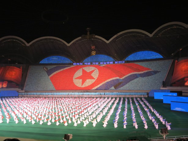 north korea flag mass games