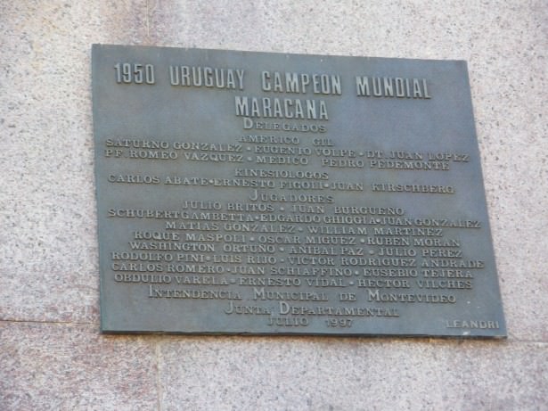 Plaque celebrating the 1950 World Cup win in the Maracana v. Brazil.