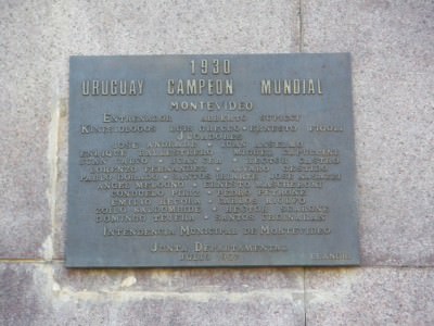 Plaque celebrating the 1930 World Cup win in Montevideo, Uruguay.