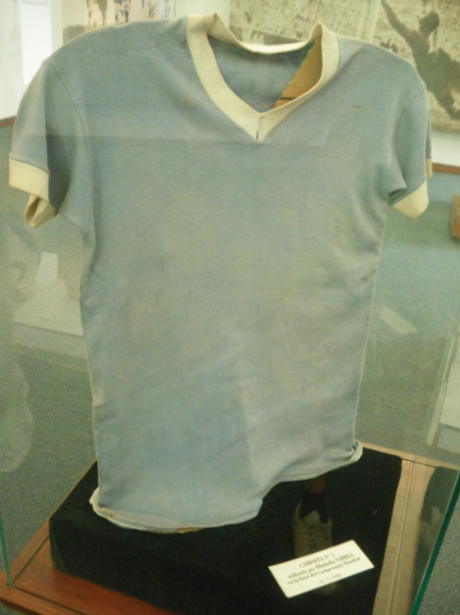 A shirt worn by a Uruguayan in the 1950 World Cup final when they beat Brazil 2-1.