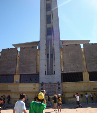 Me caught capturing the tower from the outside before a Penarol match.