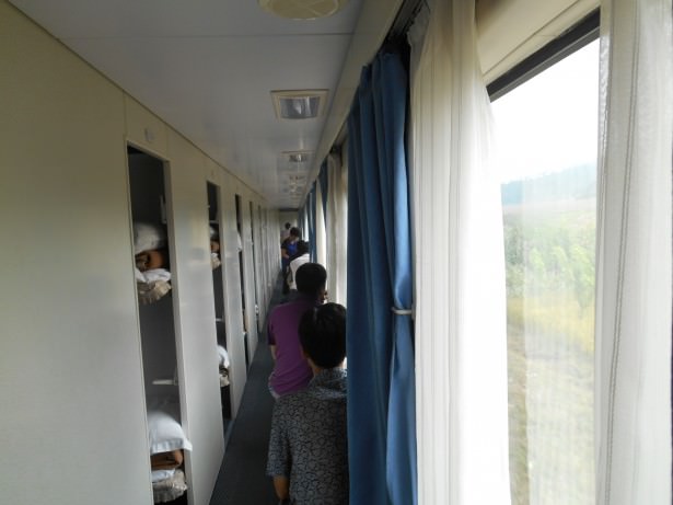 Corridor on the train from North Korea to China