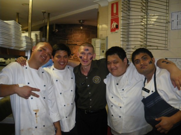 With the chefs when I worked in an Irish Pub in Australia.