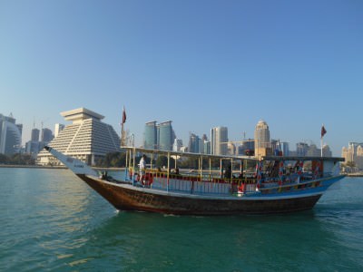 Quirky transport types - a dhow cruise in Doha harbour.