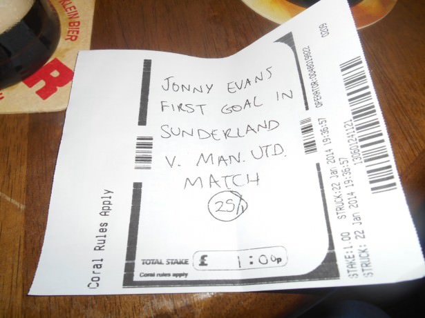 Our Jonny Evans bet in January 2014