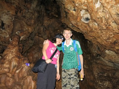 Panny and I inside the Tiger Cave in Israel.