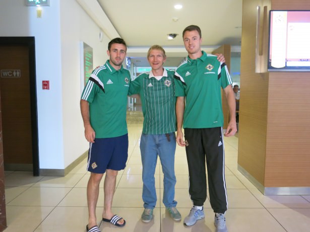 I meet Jonny Evans of Manchester United and Northern Ireland in Adana, Turkey.