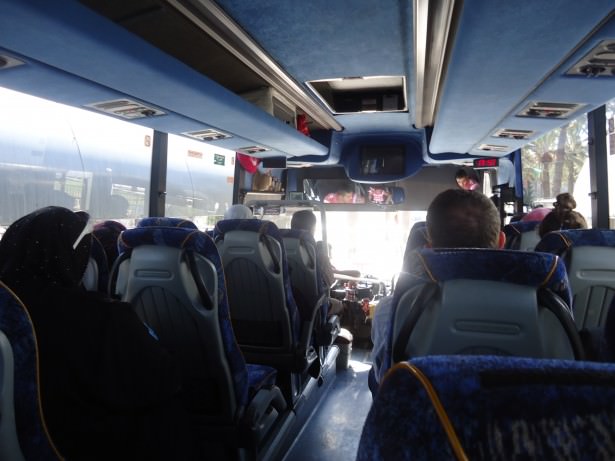 Our bus across the border - it's an Arabic bus and cost us 7.30 Shekels