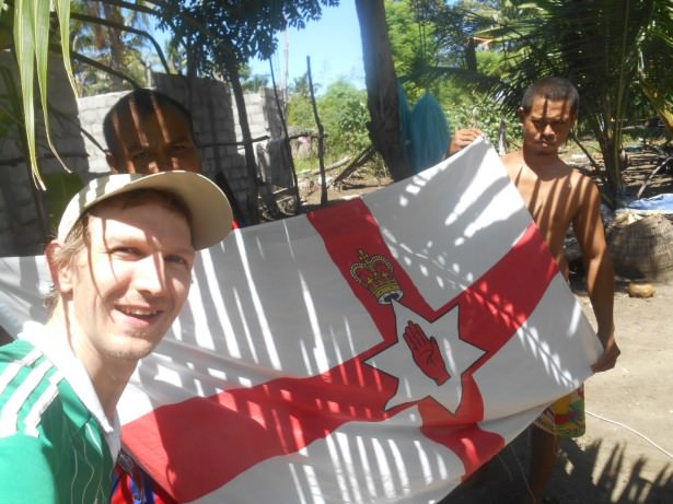 Flying my Northern Ireland flag with the local lads in Beloi