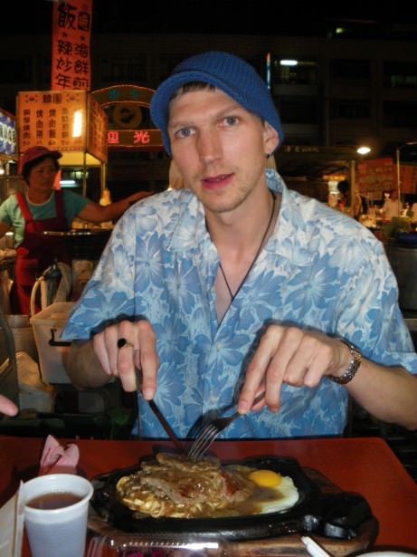 Eating at the Night Market in Xinying.