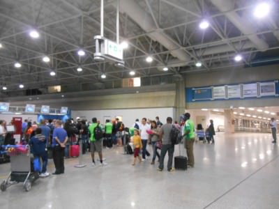 Typical airport scene this month in Brazil