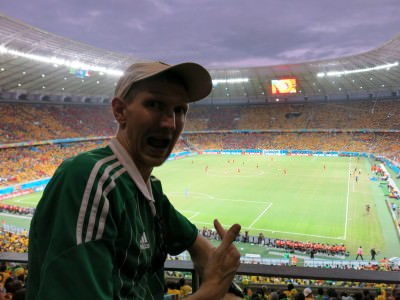 Living my childhood dream in Fortaleza. Watching the World Cup live - Brazil v. Mexico.
