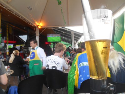 View from a beer watching "The 7-1 match" in Foz do Iguacu, Brazil.