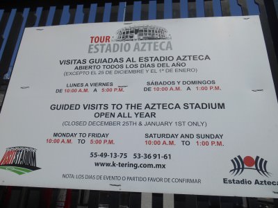 Opening times of the tours.