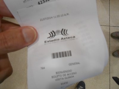 My ticket for Estadio Azteca tour.
