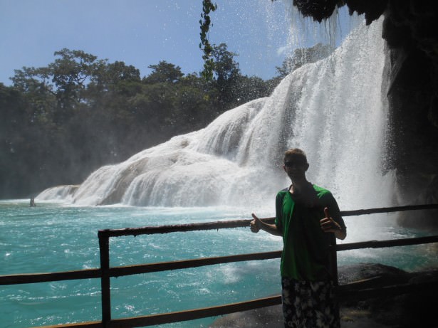 Agua Azul, underneath the main falls.